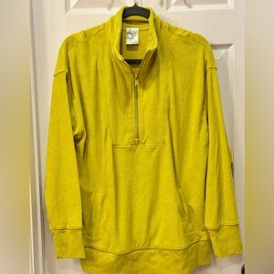 AERIE Zip-Up Sweater in Bright Yellow